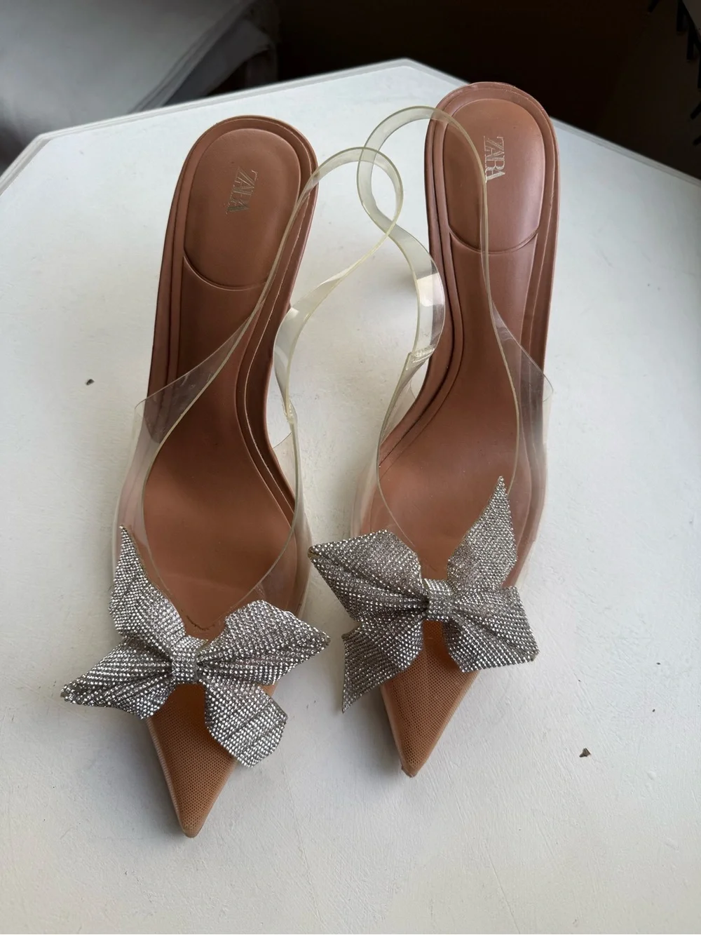 Zara rhinestone bow heels sz 10 - Picture 2 of 6